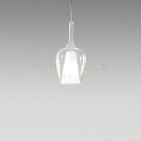 Ofelia S/10 Mini Lampada a sospensione in vetro borosilicato trasparente con portalampade E27, cavo 3 metri - Gea Luce