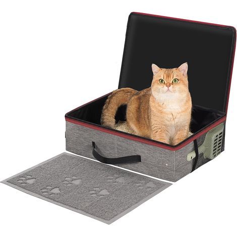 faltbare Katzentoilette mit Reißverschlussdeckel und gerippter Matte, für Reisen (1/5)