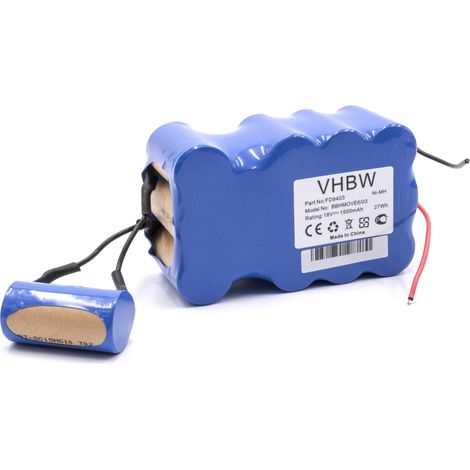 vhbw 1x batería reemplaza Bosch 751993, FD9403, 100W + 10W, FD9403 para aspiradora (1500 mAh, 18 V, NiMH)