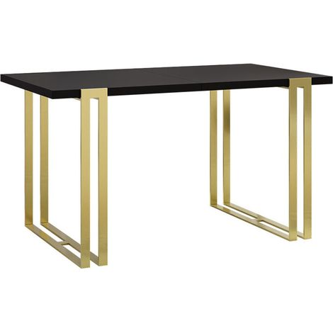 Mesa Comfivo 179, Negro + Dorado, 76x80x140cm, Alargamiento, Aglomerado laminado, Metal (1/4)