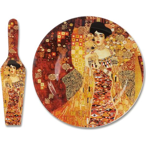 Carmani, Dessertteller mit Spatel, Dekor: G. Klimt – Adele Bloch – Bauer, Durchmesser 30 cm