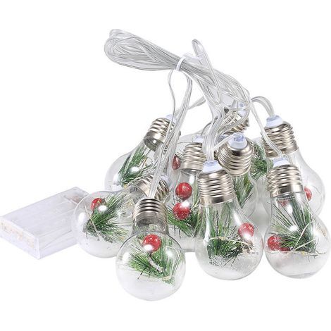 Guirlande lumineuse de Noël, fil de cuivre led Guirlande lumineuse boule de Noël, aiguille de sapin de Noël lanterne en fil de cuivre de fruits rouges,(télécommande) télécommande) (1/5)