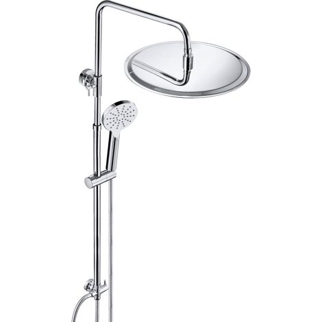 Colonne de douche Inox sans Robinetterie Thermostatique, Système Pluie pour Cabine Baignoire avec Barre Réglable Hauteur et Tête de Douche 30 cm Chromé (1/5)