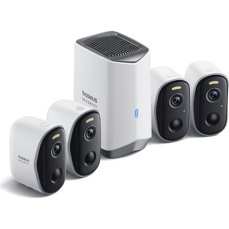 Security Caméra Surveillance WiFi Extérieur sans Fil, HD 2K, 145 Degrés, Batterie de 210j, IP67, Vision Nocturne, Caméra Extérieure Detection Humaine, 16TB Stockage Extensible - Kit 4-Cam N1 (1/5)