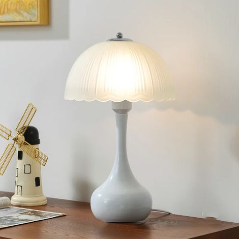 Lampe de table LED, lampe de chevet décorative avec abat-jour en verre dépoli, lampe de bureau rétro en métal, 3 températures de couleur (1/5)