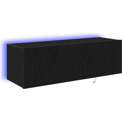 Maison Exclusive - Meuble TV mural avec LED 2 pcs Chêne noir 100 x 35 x 31 cm