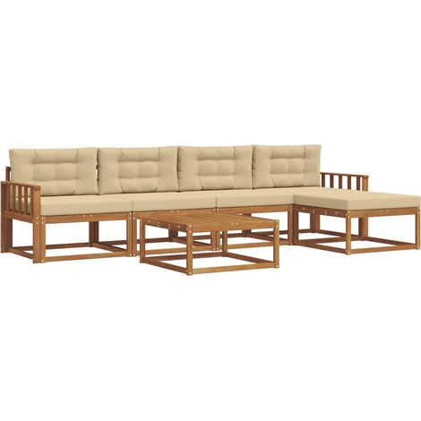 Ensemble de canapés d'extérieur 6 pcs Salon de jardin Naturel et Beige (1/5)