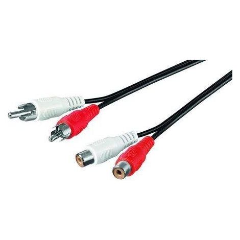 Rallonge Stéréo 2x RCA, 2 connecteurs Cinch (audio à gauche/droite)  2 prises femelles Cinch (audio à gauche/droite). Longueur de câble 1.5 m (1/3)
