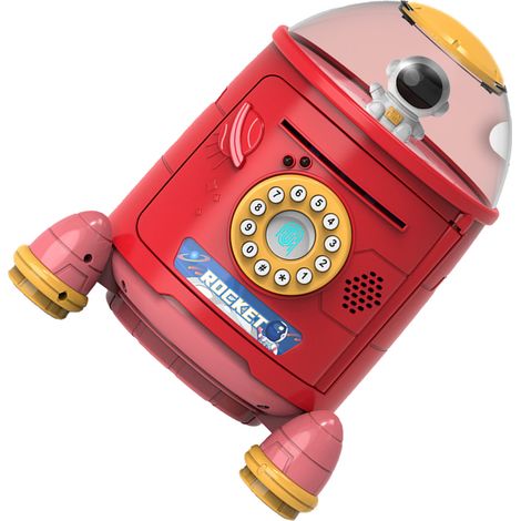 Raketen-Spardose mit Passwortschutz und intelligenter Sprachbenachrichtigung für Kinder (Jungen und Mädchen), rot. (1/5)