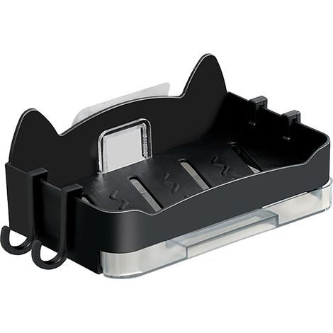 Estante de drenaje para platos de baño, modelo gato, sin diseño de desagüe, 5,5 x 8,5 x 13,5 cm (negro) (1/5)