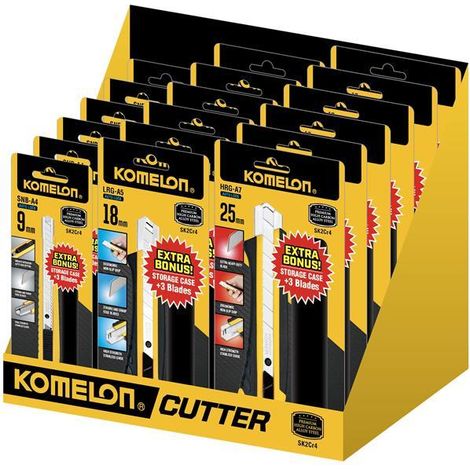 Komelon Snap Off Knife Counter Display Unit 18 Piece