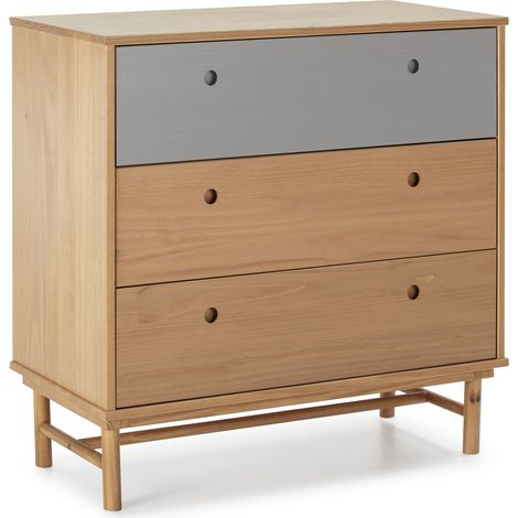 Cómoda de Noche Magnus 3 cajones, Madera Maciza, 80 cm (Ancho) 40 cm (Profundo) 82 cm (Altura)