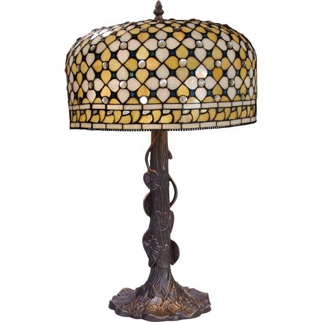 Pied de lampe de table Tiffany avec feuilles Queen Series D-45cm