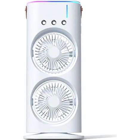 Ventilatore nebulizzatore personale a doppia estremità, ventilatore umidificatore con luce LED, raffrescatore d'aria personale per viaggi, campeggio, camera da letto, casa