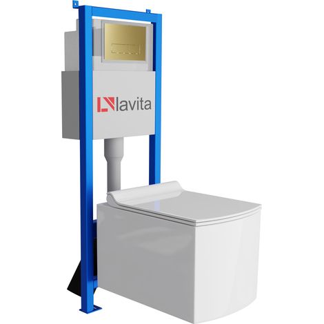 Bâti-support Lavita LAV 101 à 40 cm + WC Fago sans bord + plaque de commande LAV 200.3.5 d'orée Kit complet WC (1/5)
