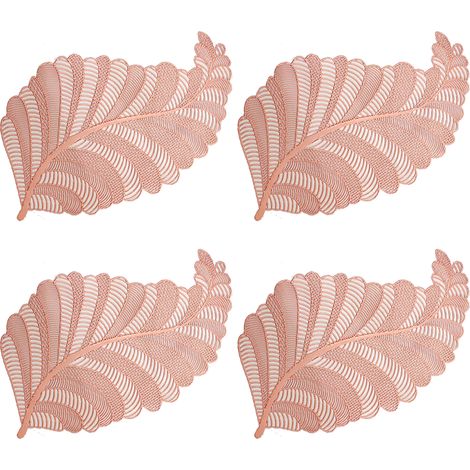 Sets de table, décoration de bureau, plante artificielle, tasses de salle à manger, sous-verres, dessous de plat isolant thermique, dessous de plat imperméables, lot de 4 (or rose) (1/5)