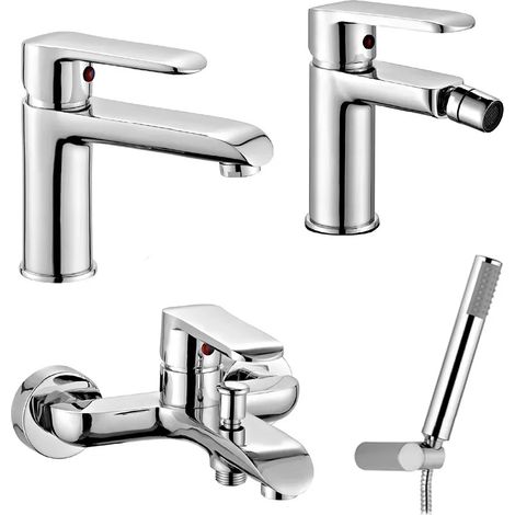 Set miscelatori lavabo bidet e vasca cromati serie Dalila piletta inclusa (1/5)