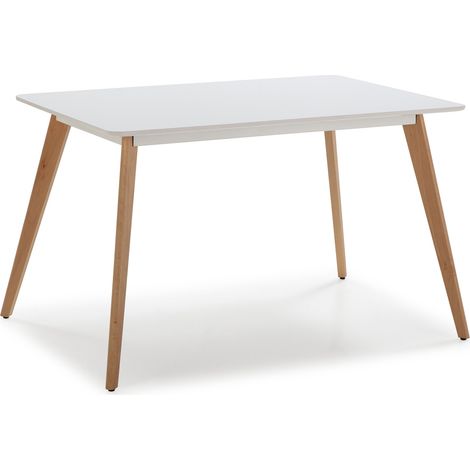 Mesa de comerdor Aroa Blanco, Patas de Madera de Haya, 120x80 cm (1/5)