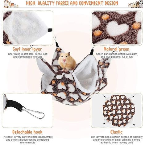 Small Pet Hammock Hanging for Ferret, Hamster, Rat, Squirrel, Chinchilla, Guinea Pig (1/4)
