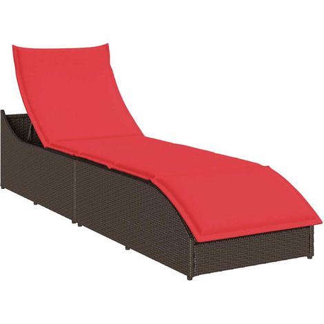 Klappliege mit Auflage und Stauraum Braun Poly-Rattan