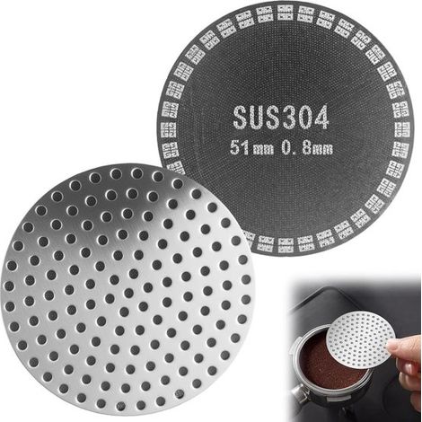 Filtri per espresso riutilizzabili, filtro in acciaio inox da 51 mm per portafiltri, per baristi e macchine da caffè, spessore 0,8 mm, set da 2 (1/5)