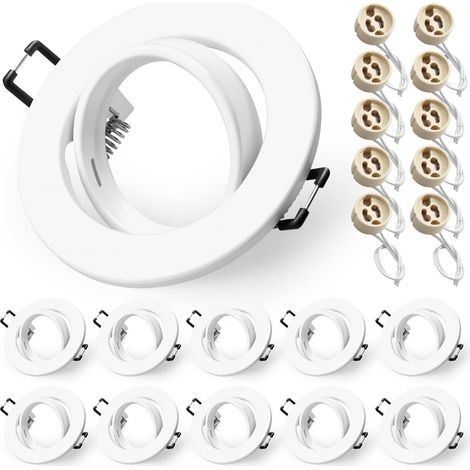 Lot de 10 Support Spot Encastrable GU10 Orientables à 30° Découpe Ø65-75 mm (1/5)