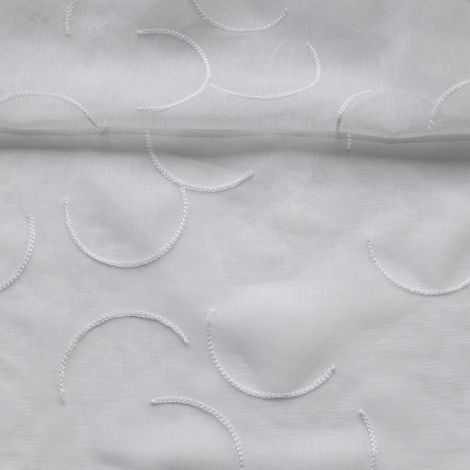 Tissu voile brodé à motifs demi-cercles Blanc 290 cm