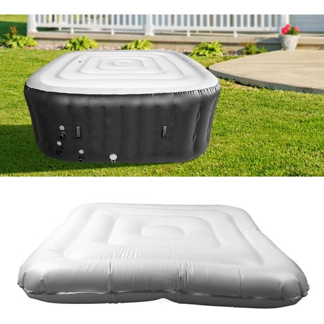 Couverture Gonflable Spa PVC 4.2ft Carré Anti-Déchets Étanche Économie d'Énergie pour Bain à Remous (1/4)