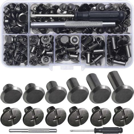 Vis Chicago et rivets en cuir, taille M5, vis Chicago à bord scellé (330 pièces) pour embellissements de ceintures en PU. (1/5)