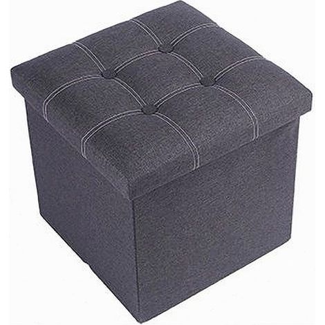 Cleafe - Pouff Puff Pouf Contenitore Imbottito Portaoggetti Seduta Grigio 30x30x30cm 79422 - (1/2)