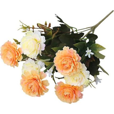 branche de pivoine artificielle en soie synthétique, souple, belle, résistante aux intempéries et élégante, idéale pour les cadeaux d'invités.Champagne (1/5)