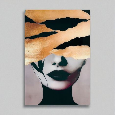 Quadro in vetro temperato 60x100 cm moderno - Donna misteriosa (1/4)