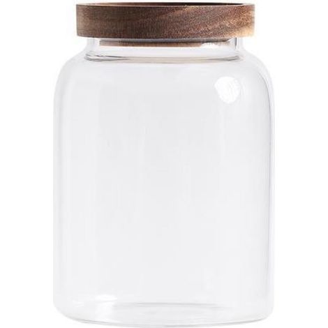 1 Bocal de conservation, Verre borosilicate, Couvercle bois, Joint silicone, Pour cuisine et salle de bain (1/5)
