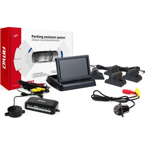 Kit sensori di parcheggio TFT02 da 4,3" con telecamera HD-305-LED, 4 sensori, nero, per camion (1/5)