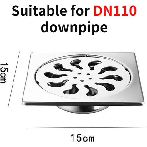 (15X15 DN110)Shower Drain Thick Stainless Steel Floor Drain Ordinary Bathroom Toilet Kitchen Balcony Dedicated To prevent odor BaIDaiMoDeng