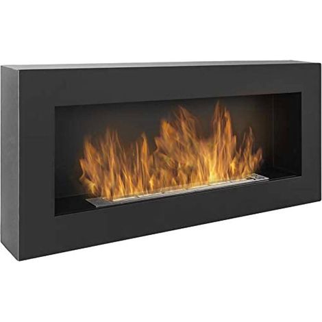 Dmora - Chimenea de bioetanol Zagreb, Chimenea ecológica, Hogar sin humo, Calefactor de etanol, Made in Italy, 12x90 h40 cm, Negro