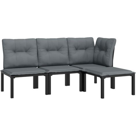 Mobili da giardino mobili da esterno set di mobili 4 pezzi in resina intrecciata nera e grigia 020016268