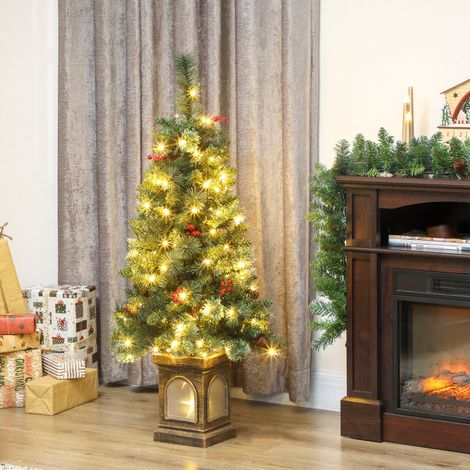 Künstlicher Weihnachtsbaum 120 cm Tannenbaum künstlich mit 100 LED Beleuchtung, 8 Modi, 214 Spitzen (1/5)