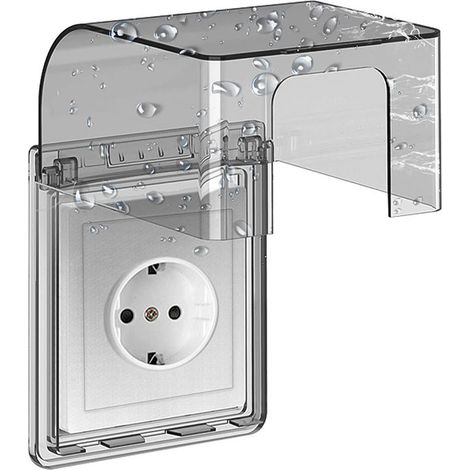Type 86 Cache Prise Etanche Electrique Murale , Prise Electrique de Courant Etanche , Autocollant Prise Couvercle Interrupteur , 10.8x7.5x12.3cm , pour Salle de Bain et Cuisine Prise (1/5)