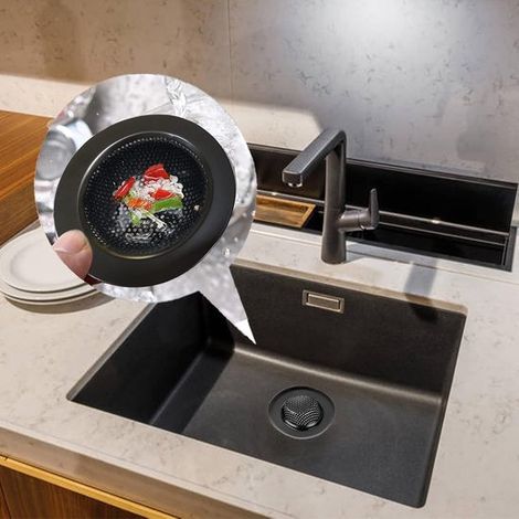 2 filtri di drenaggio per serbatoio dell'acqua in rete di acciaio inox nera，ampio raccoglitore di residui alimentari，adatto per vasca da bagno (1/4)