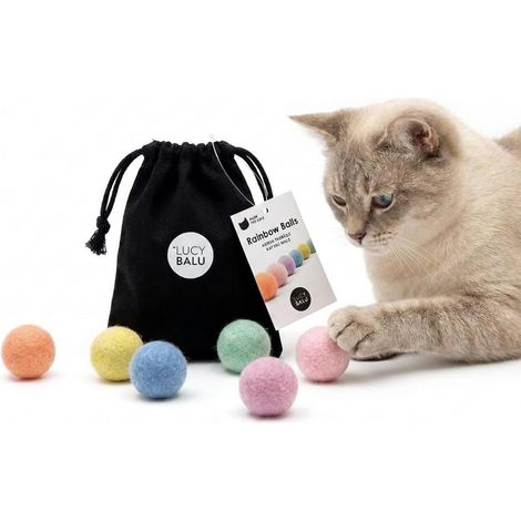 Lot de 6 balles en Feutre Laine pour Chat I Multicolore (1/5)