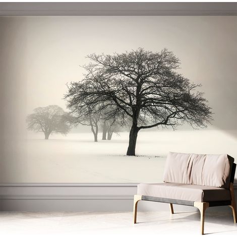 Fotomurale adesivo stickers - murali decorativo - soggiorno moderno - effetto realistico - Alberi invernali 312x219 cm (1/5)