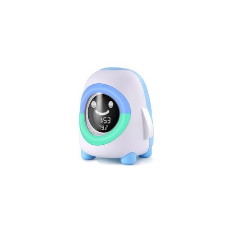 Sveglia Penguin – Sveglia elettronica LCD da comodino (ideale per le camere degli studenti), luminosità regolabile, altoparlante integrato, funzione sveglia e visualizzazione automatica della temperat