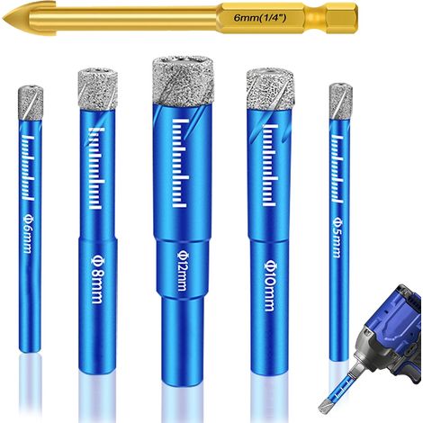 Foret Carrelage Diamant 5,6,8,10,12 mm (1/5)