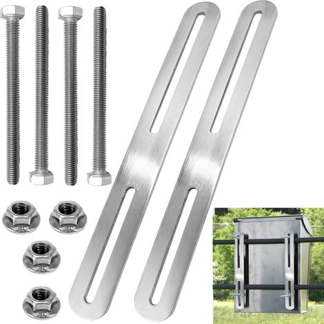 Kit de Support Boîte Aux Lettres 215x 24 mm,Support pour Boîte au Lettre 2 Kits pour Fixer des Boîtes aux Lettres sur des Portails Ou des Clôtures(Argent, 215 mm) (1/5)