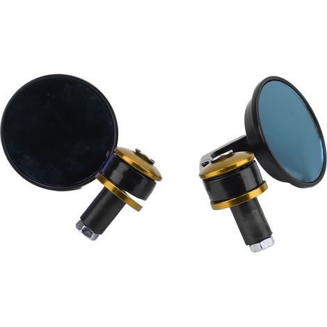 Specchietti retrovisori per moto girevoli a 360°, da montare sul manubrio in lega di alluminio CNC, compatibili con diametro interno di 17 mm, colore oro. (1/2)