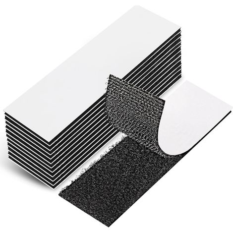 12 Pièces Scratch Autocollant Double Face， 3 x 10cm Puissant Scotch Scratch pour La Maison Et Le Bureau Noir Amovible et Réutilisable Bande Scratch Adhésive (1/5)
