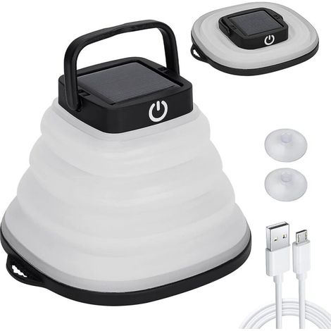 Lanterne de camping à énergie solaire à LED, pliable, 3 modes de gradation (1/5)
