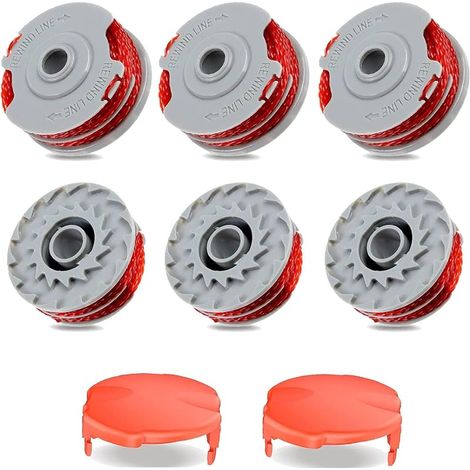 6 bobines de fil pour coupe-bordure Flymo FLY021 513937190,double bobine nylon standard avec alimentation automatique,avec 2 capuchons,bobine rechange pour Flymo Contour XT/500E/500 XT/Trim (1/5)