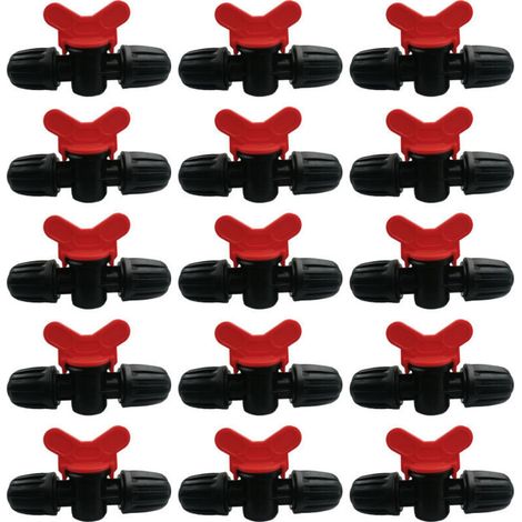 15 Pièces Vanne Commutateur d'Irrigation Goutte Tube d'Irrigation PE 16 mm Raccords Verrouillage Barbelés Vannes Connecteurs Tuyau Vanne Barbelée Jardin - Arrêter/Activer Le Débit d'Eau